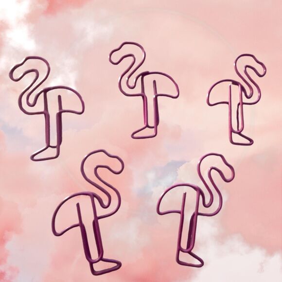 Fun Flamingo Paper Clips - Set of 5, Cute School Supplies in Pink - Picture 4 of 5